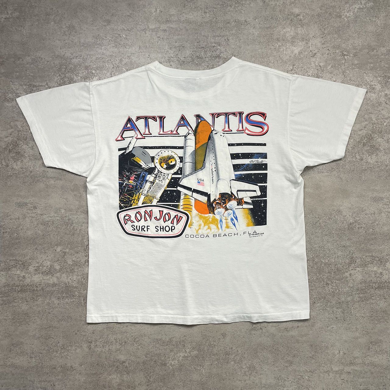 Vintage 1989 Ron Jon Pocket T Shirt Space Shuttle Nasa Graphic