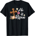 Happy Easter He is Risen Floral Cross Christian