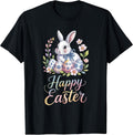 Happy Easter Bunny Flowers Tees Boy Kids Girl