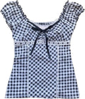 Women Fairy Grunge Y2K Shirts Summer Short Sleeve Lace Patchwork Tee Tops Vinatge E-Girls Aesthetic Clothes