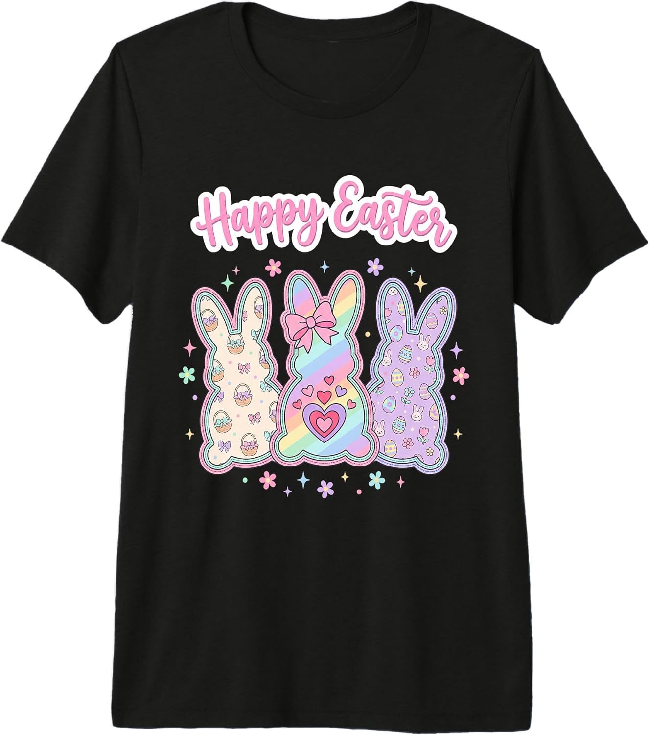 Girly Happy Easter Bunny Outline
