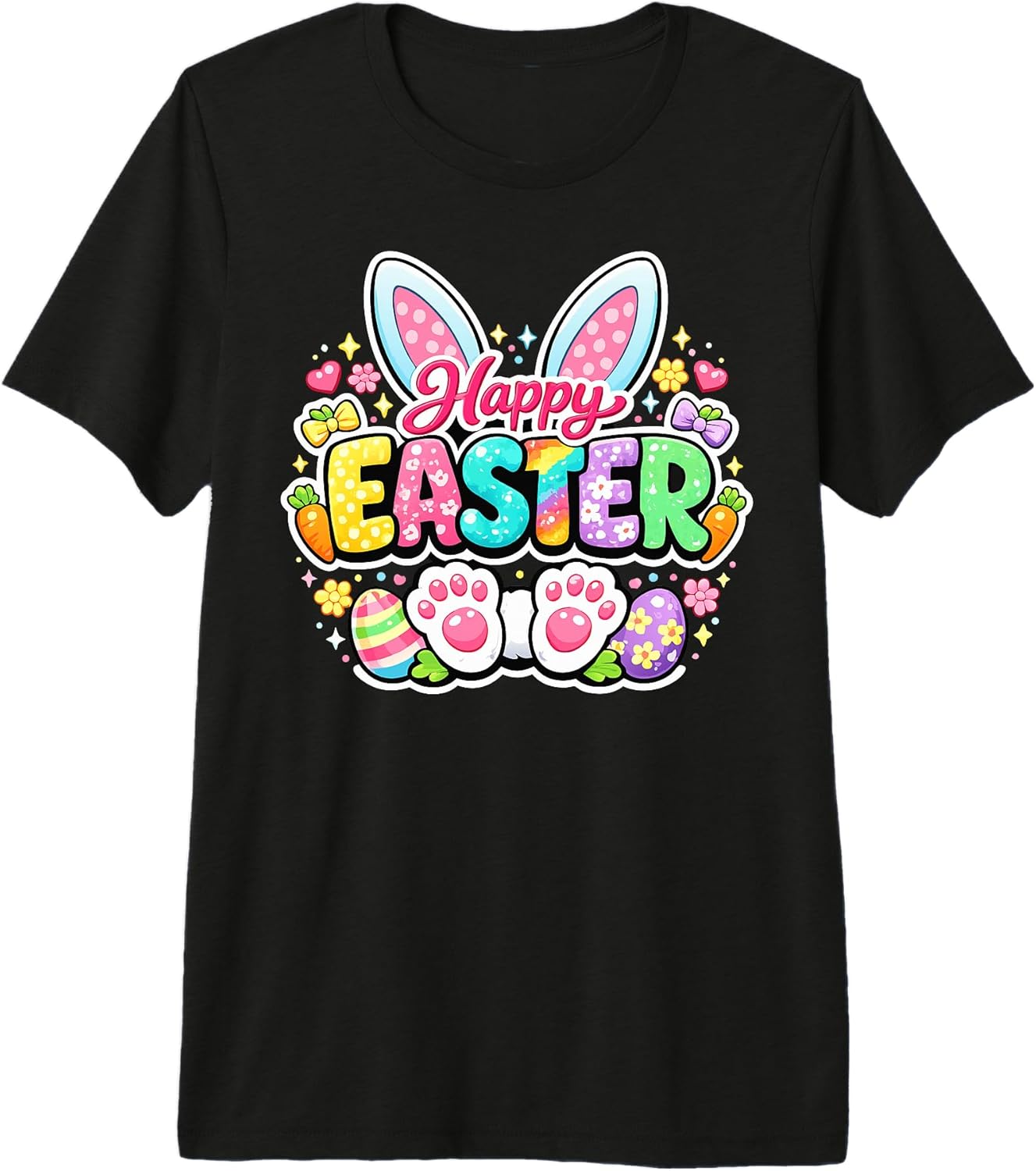 Happy Easter Bunny Cute Rainbow Eggs Spring