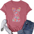 Women's Happy Easter Shirt Easter Day Bunny Bow T-Shirts Christian Rabbit Jesus Tee Tops