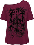Women's Off The Shoulder Tops Gothic Graphic Tee Y2k Grunge Vintage Oversized T Shirts Trendy Outfits