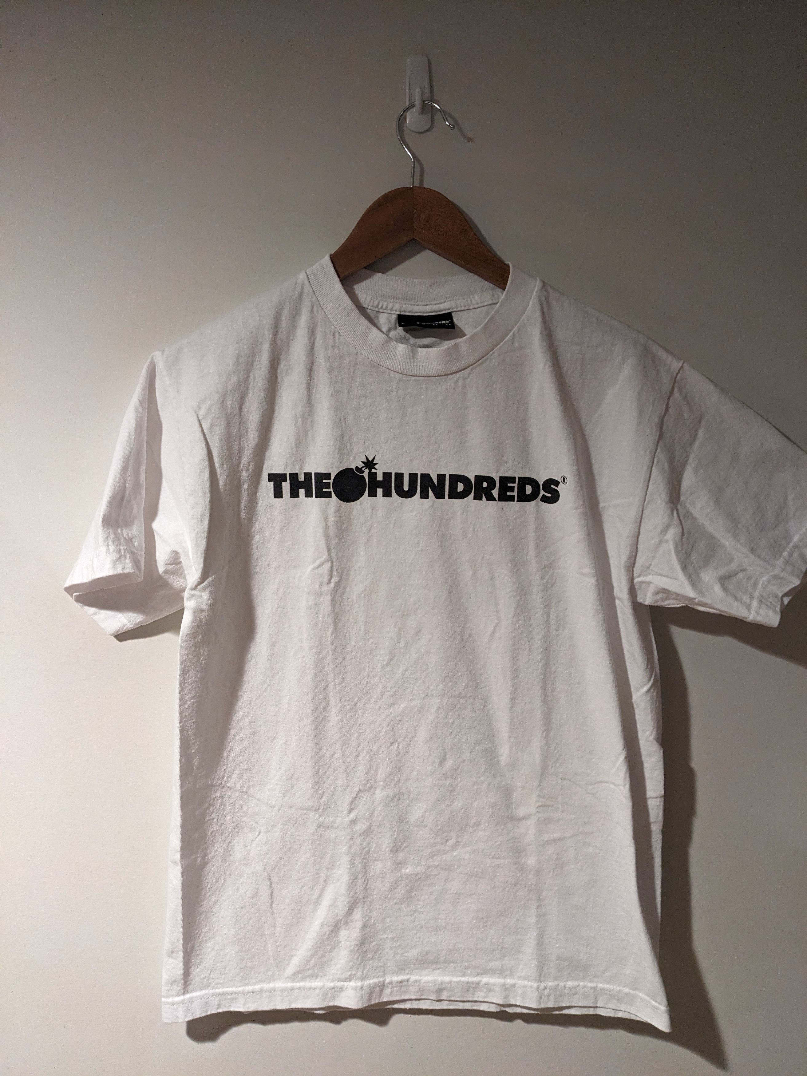 Vintage Y2k The Hundreds Spell Out Logo White Medium T Shirt Hoodie, Sweatshirt | FlexRushtees.com