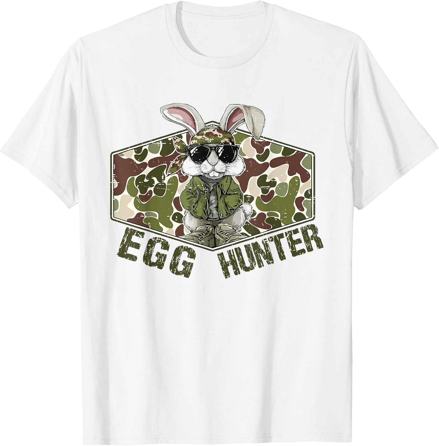 Vintage Camo Egg Hunter Happy Easter Bunny Spring