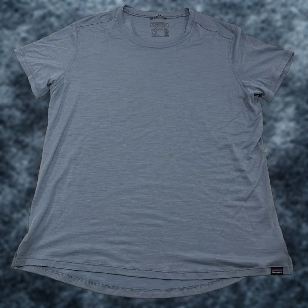Patagonia Capilene Cool Merino T Shirt Womens Xl Performance Blue Logo Hiking Shirt