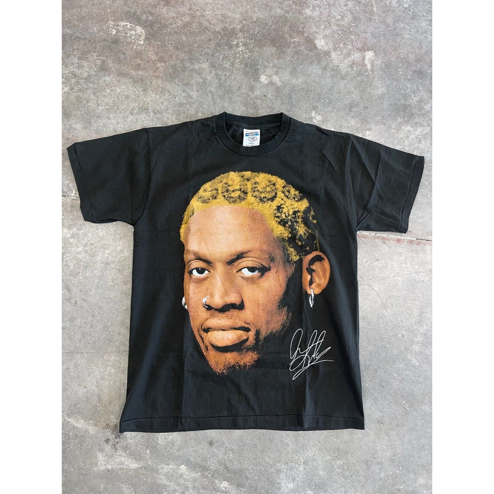 Other Vtg Bootleg Tees Dennis Rodman Signature T Shirt 90s Black S Hoodie, Sweatshirt | FlexRushtees.com