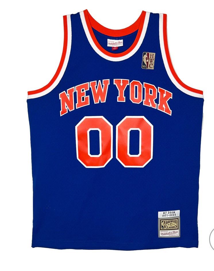 Mitchell Ness Gas Drawls Mf Doom Mitchell Ness Blue Ny Knicks Jersey T-Shirts, Hoodie, Sweatshirt | FlexRushtees.com