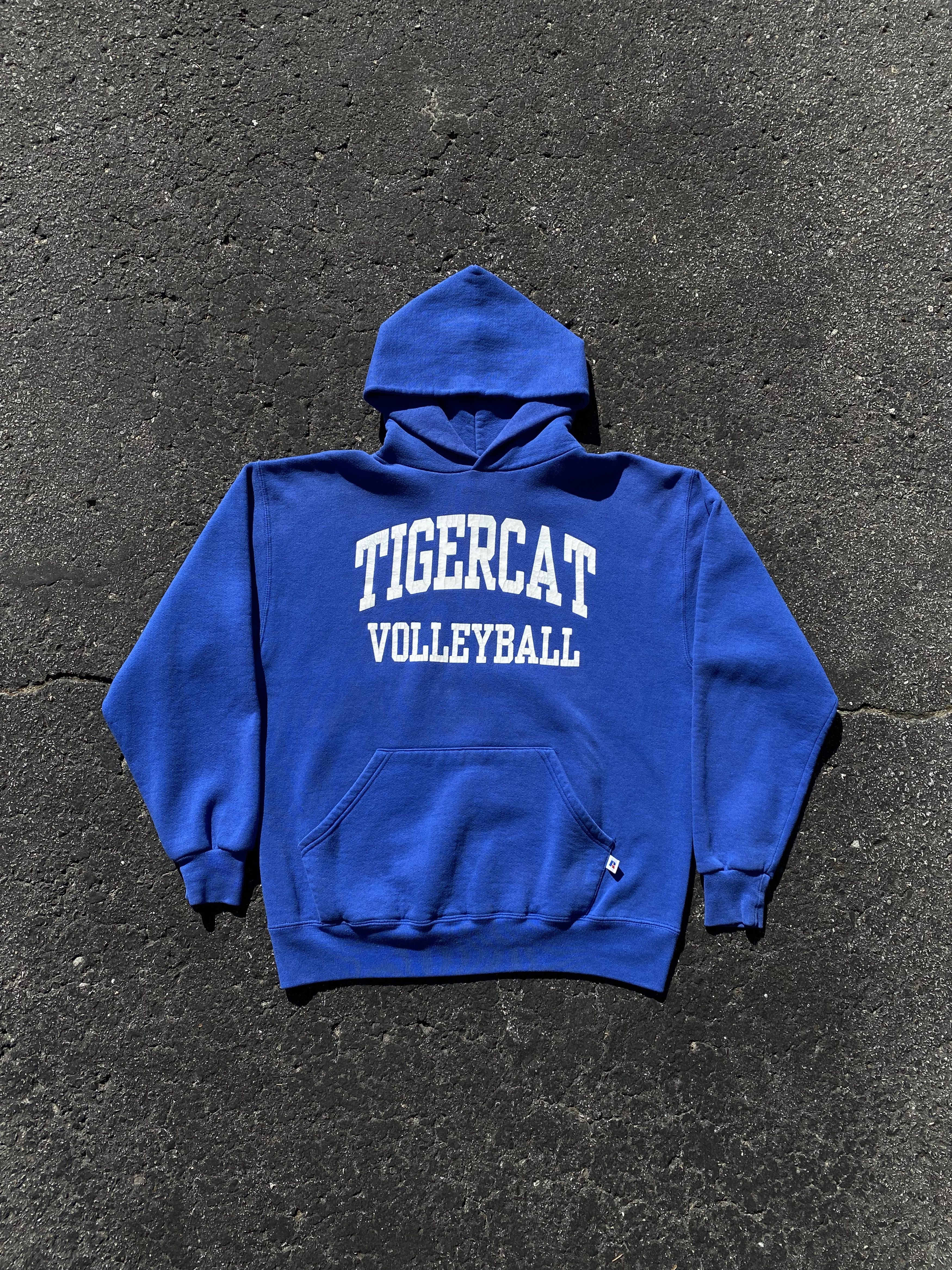 90 S Vintage Russell Tigercat Volleyball Blue Hoodie