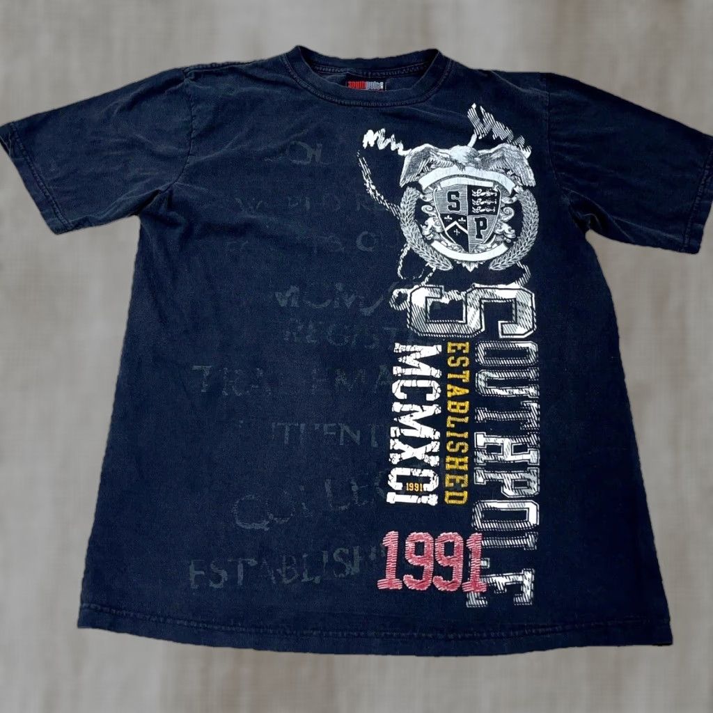 Vintage Southpole Shirt Men Large Black Y2k 2000s Tee Mma Cyber Faded Adult