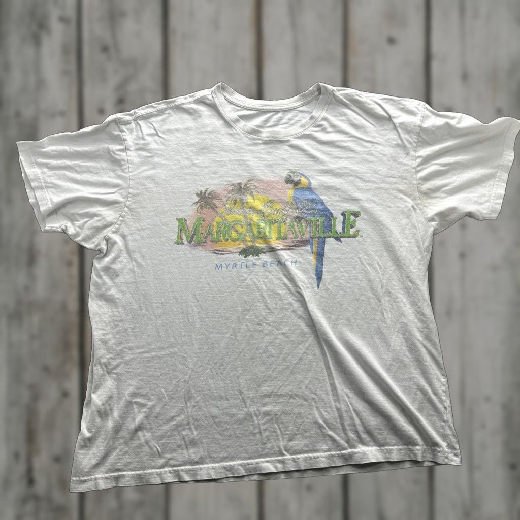 Vintage Margaritaville Shirt Mens Xl White Parrot Graphic Tee Myrtle Beach Tee Shirt Graphic Print C