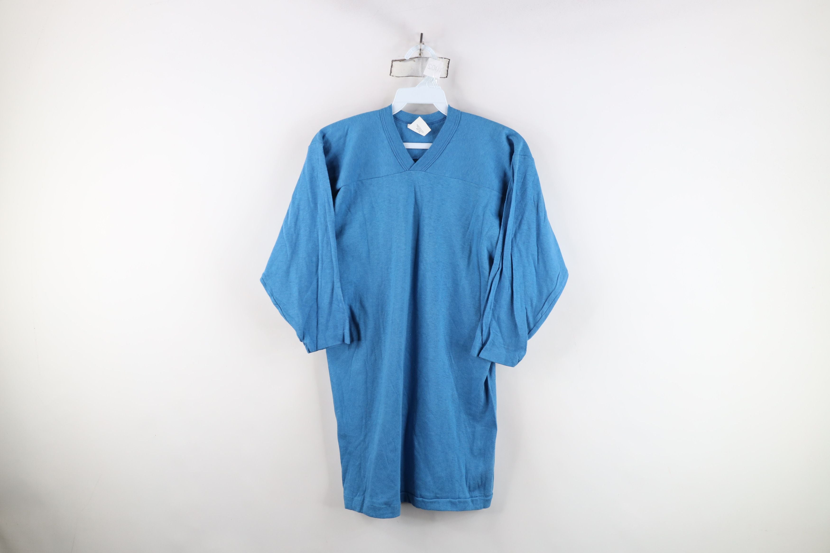 Deadstock Vintage 60s 70s Football Jersey T Shirt Blue Usa