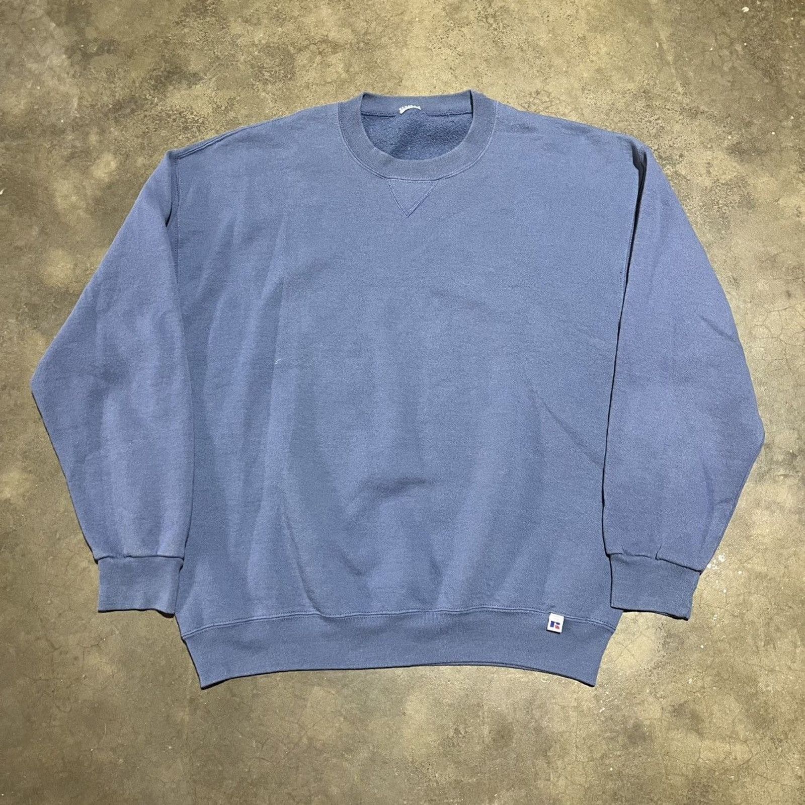 Vintage 90s Russell Athletic Blue Blank Boxy Sweatshirt