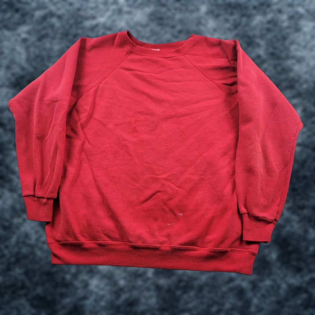 Vintage Hanes Sweatshirt Mens Xl Red Fleece Raglan Pullover Crewneck Sweatshirt Men Red Raglan T-Shirts, Hoodie