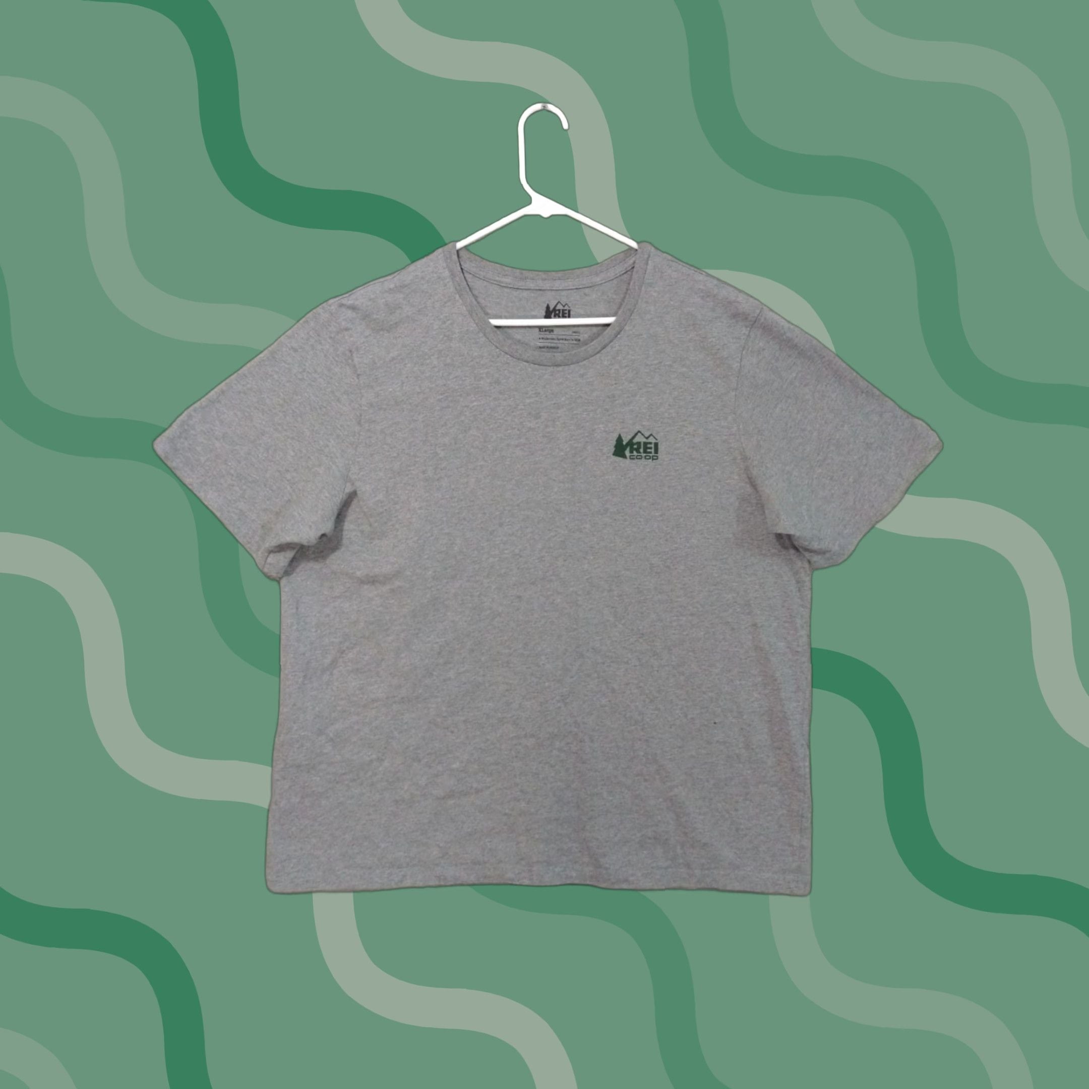 Vintage Rei Co Op Shirt Mens Xl Gray Graphic Logo Short Sleeve Crew Neck Hiking Outdoor