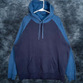 Vintage Goodfellow Co Mens Size Xxl Blue Navy Raglan Hoodie Sweatshirt Pullover