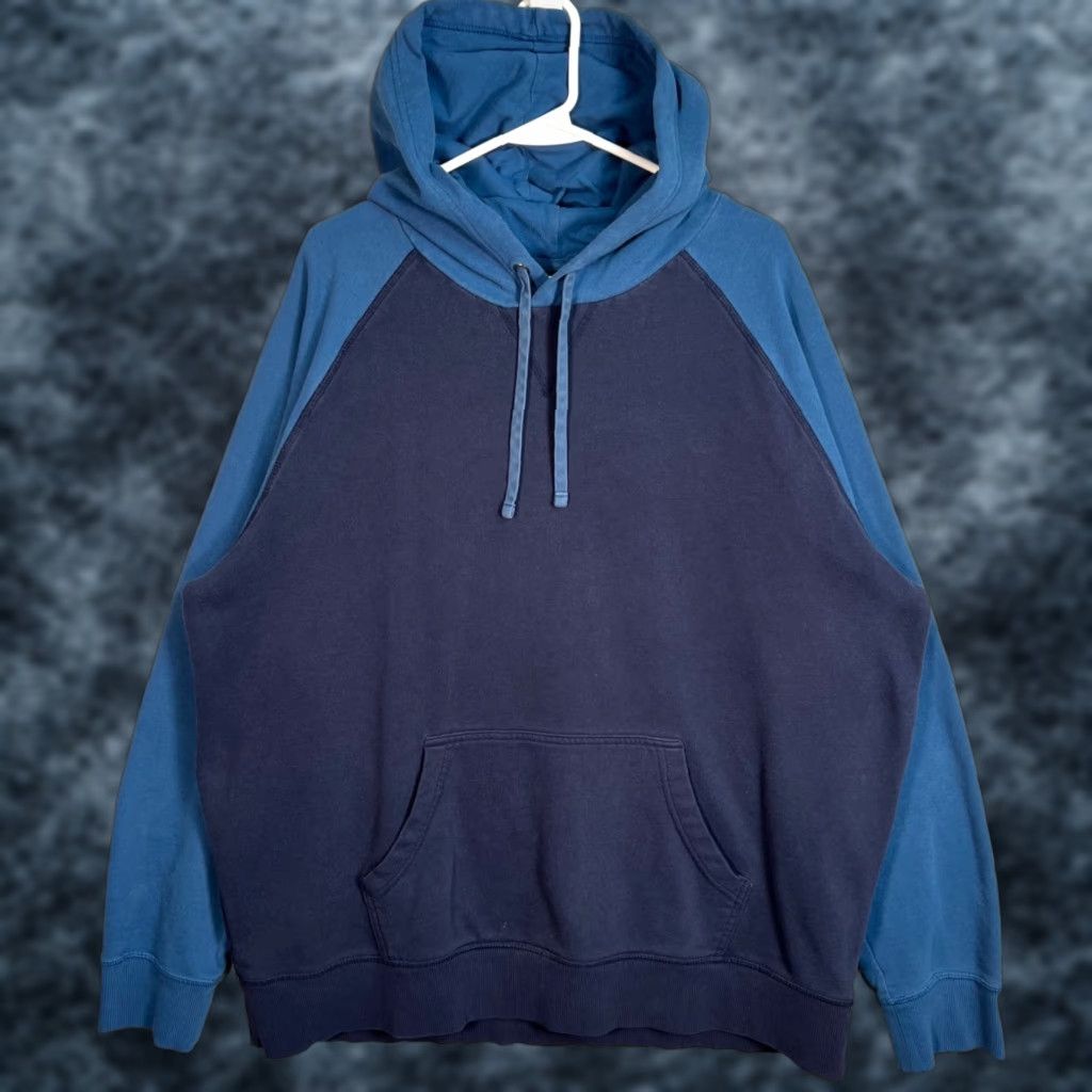 Vintage Goodfellow Co Mens Size Xxl Blue Navy Raglan Hoodie Sweatshirt Pullover