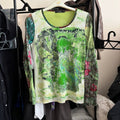 Vintage Jpg Vibe Y2k Mesh Top Lime Psychedelic Print Grunge Erd