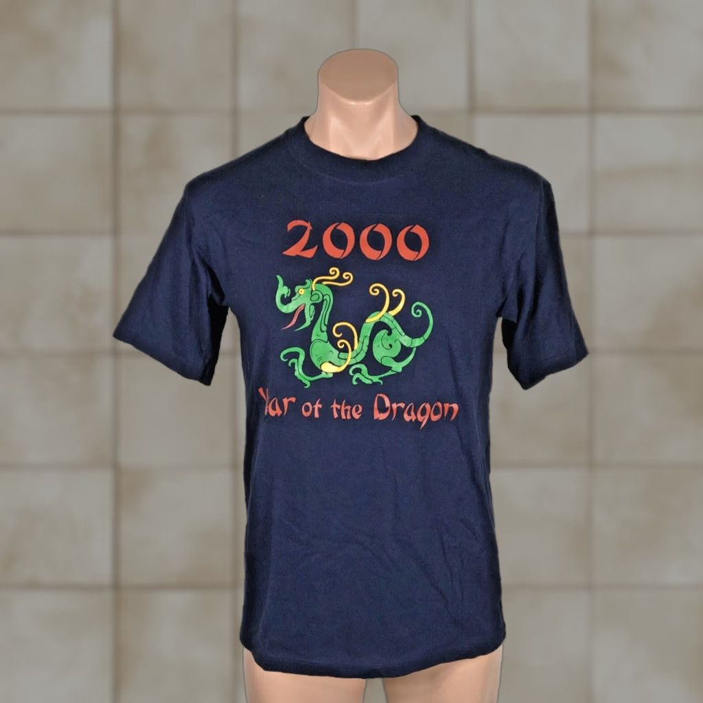 Vintage M J Soffe T Shirt Shirt Navy M Men Usa Graphic Tee 2000s Dragon Horoscope Y2k Millen