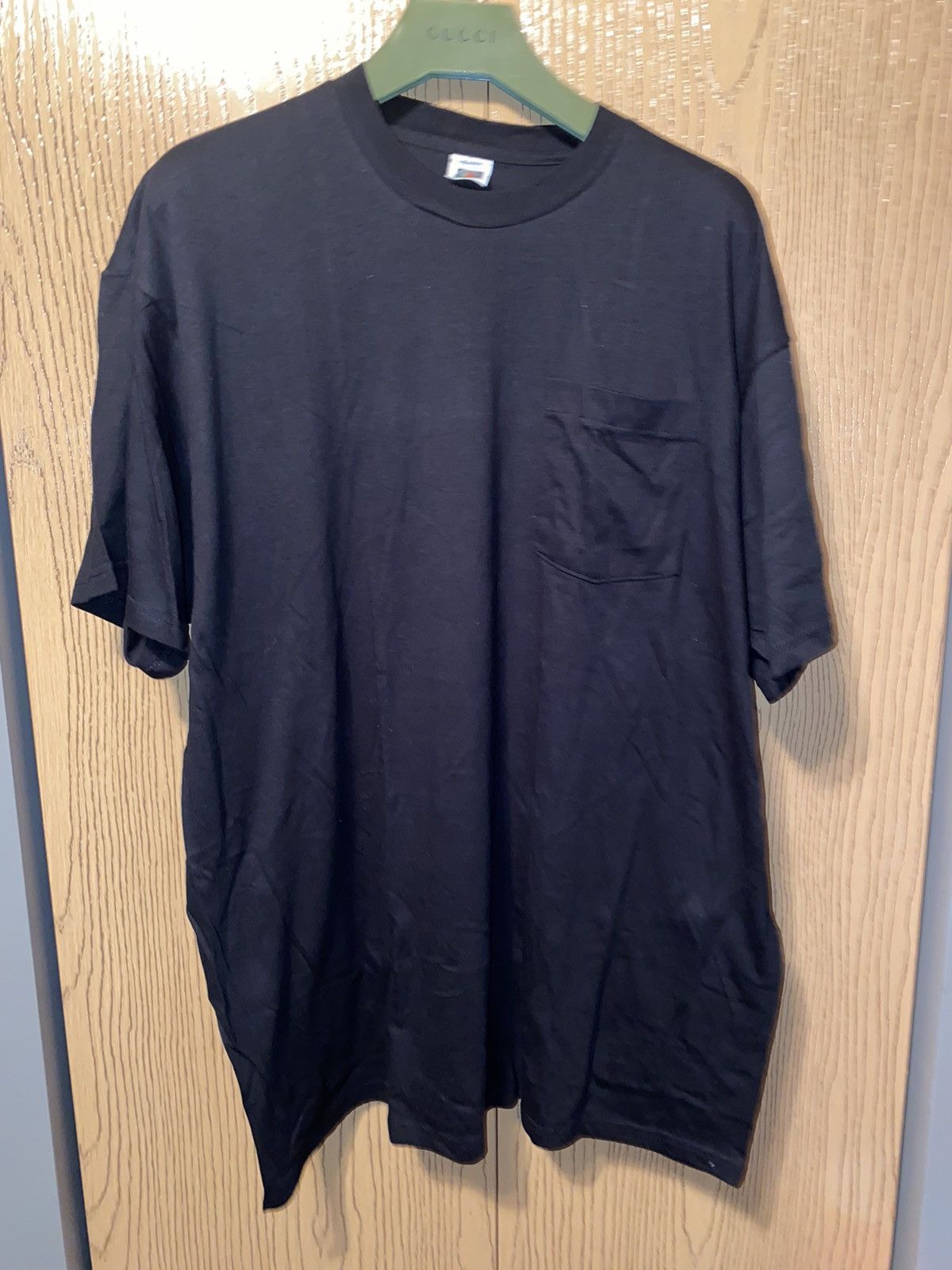 Vintage Fruit Of The Loom Black Pocket Tee Sz Xxxl