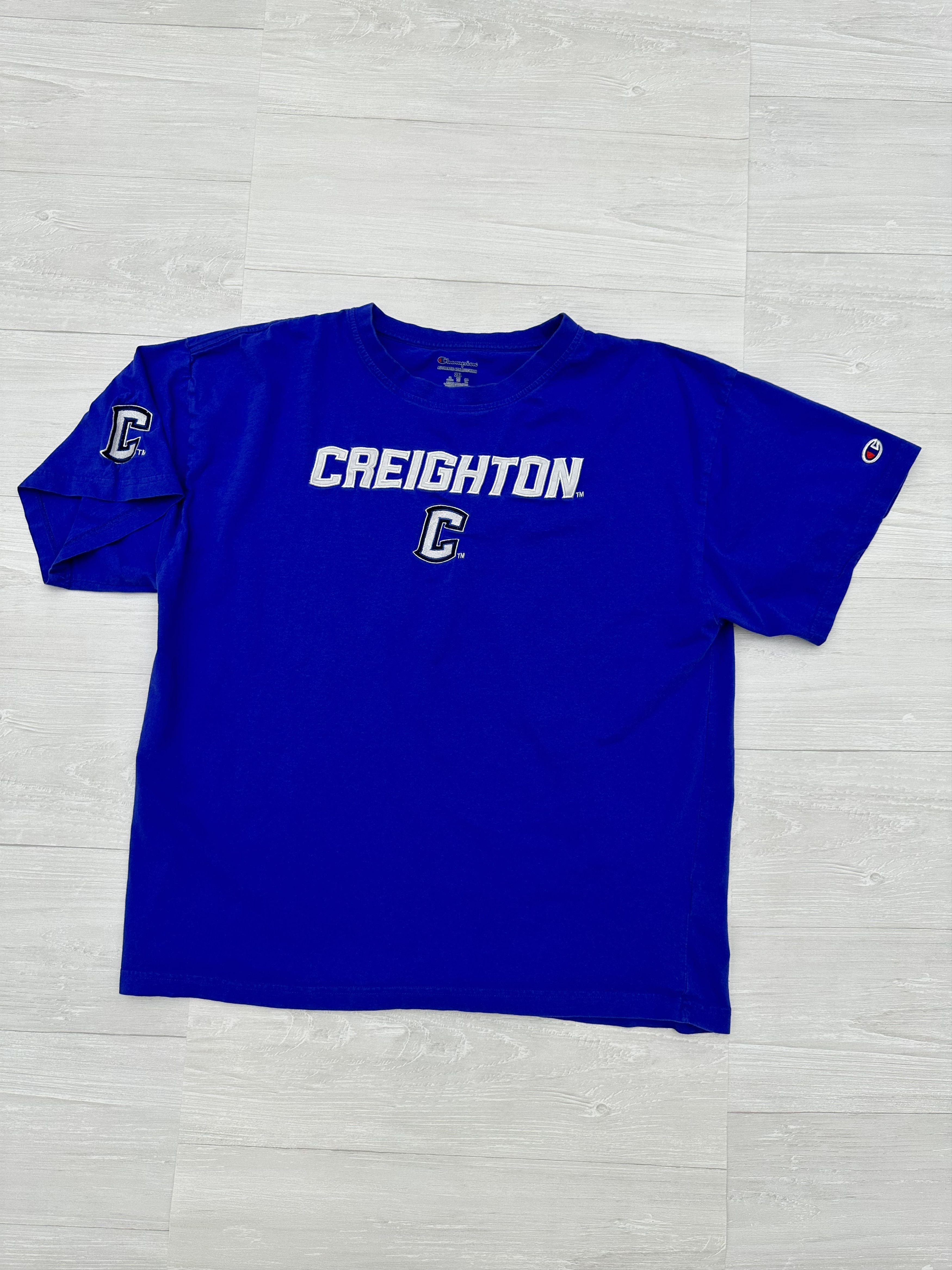 Vintage Creighton Blue Bluejays Champion Sport Tee Sz Xxl 2xl Hoodie, Sweatshirt | FlexRushtees.com