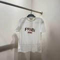 Fendi Lettering Slogan Embroidered Round Neck Short Sleeve T-Shirts, Hoodie, Sweatshirt | FlexRushtees.com