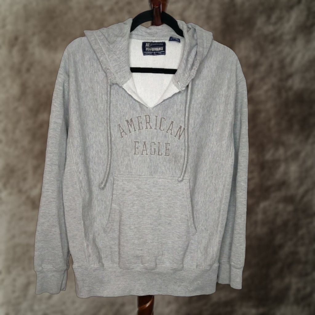 Eagle Outfitters American Eagle Men S Size M Hooded Sweatshirt Gray Long Sleeve Large Pocke