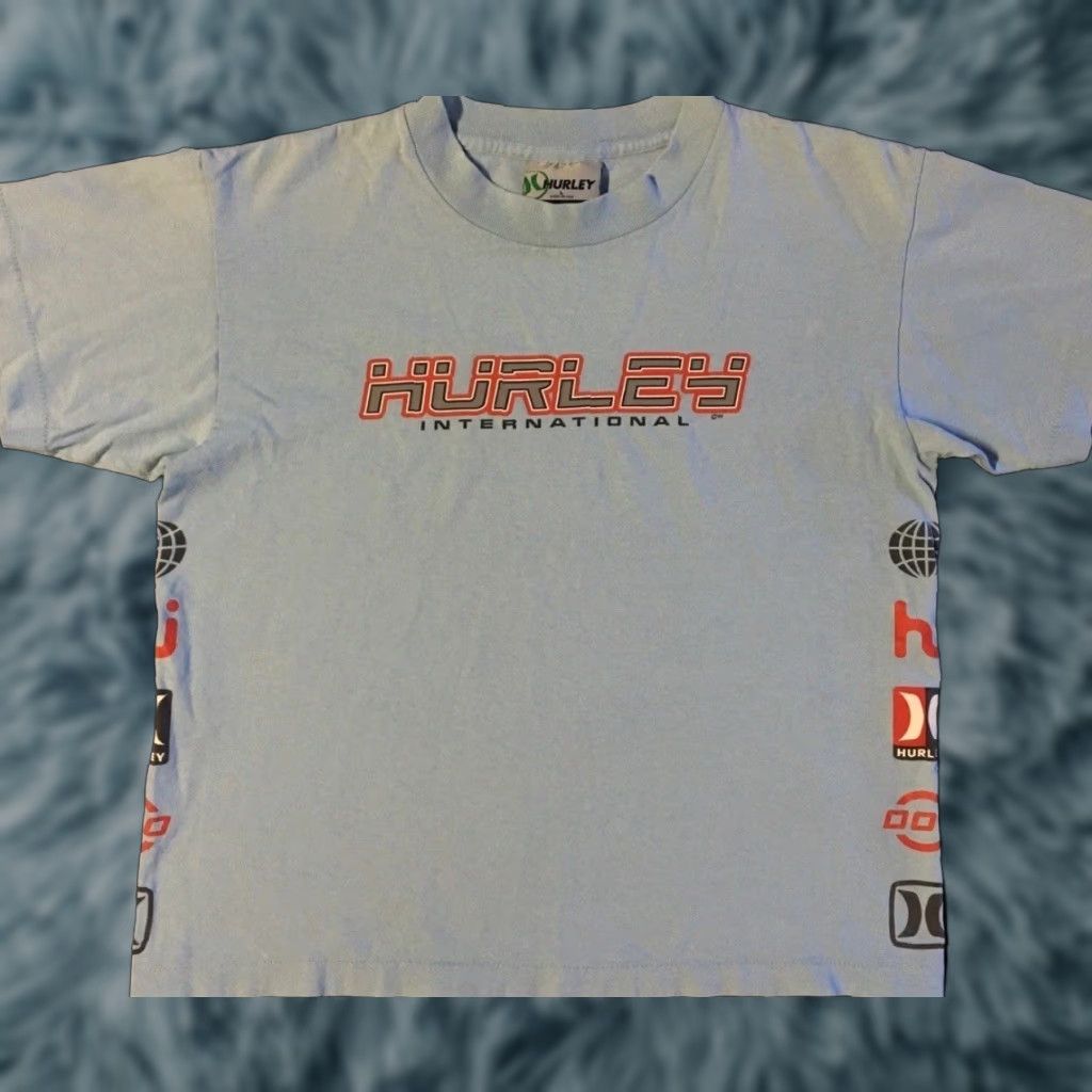 Vintage Hurley 90s Faded Shirt Xs Blue Graphic Tee Surf Skate Ocean Pacific Quiksilver Billab
