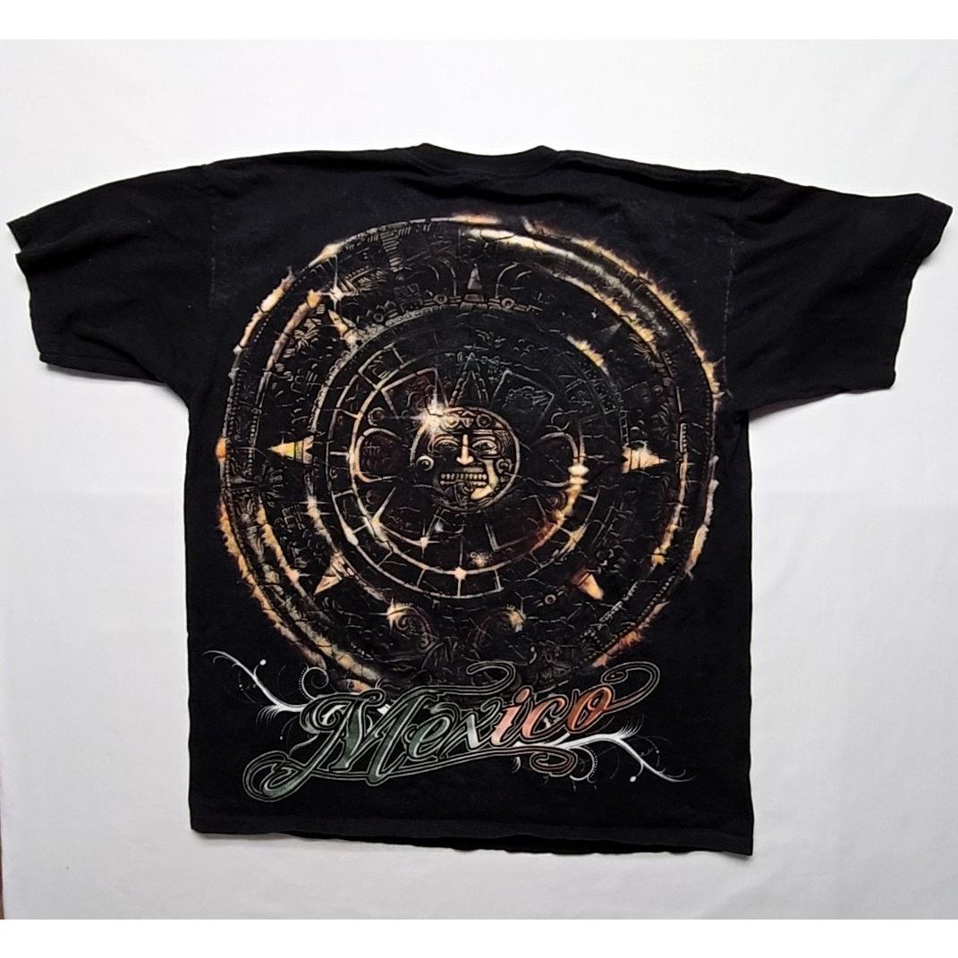 Alstyle Y2k Aztec Calendar Tee Mexico Graphic Black Large Shirt