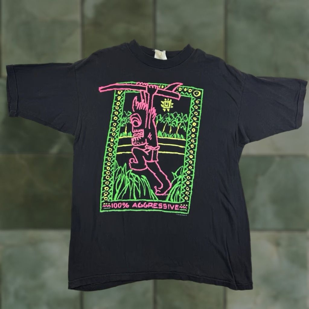 Sunray Sportswear Vintage Tribals T Shirt Men Large Black 90s Graphic Tee Tribal Theme