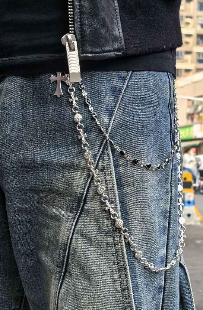 Japanese Brand Avant Garde Punk Double Link Metal Pocket Wallet Chain