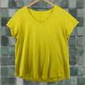Fisher Eileen Fisher Top S Slub Organic Cotton Jersey V Neck Short Sleeve Yellow Shirt Womens
