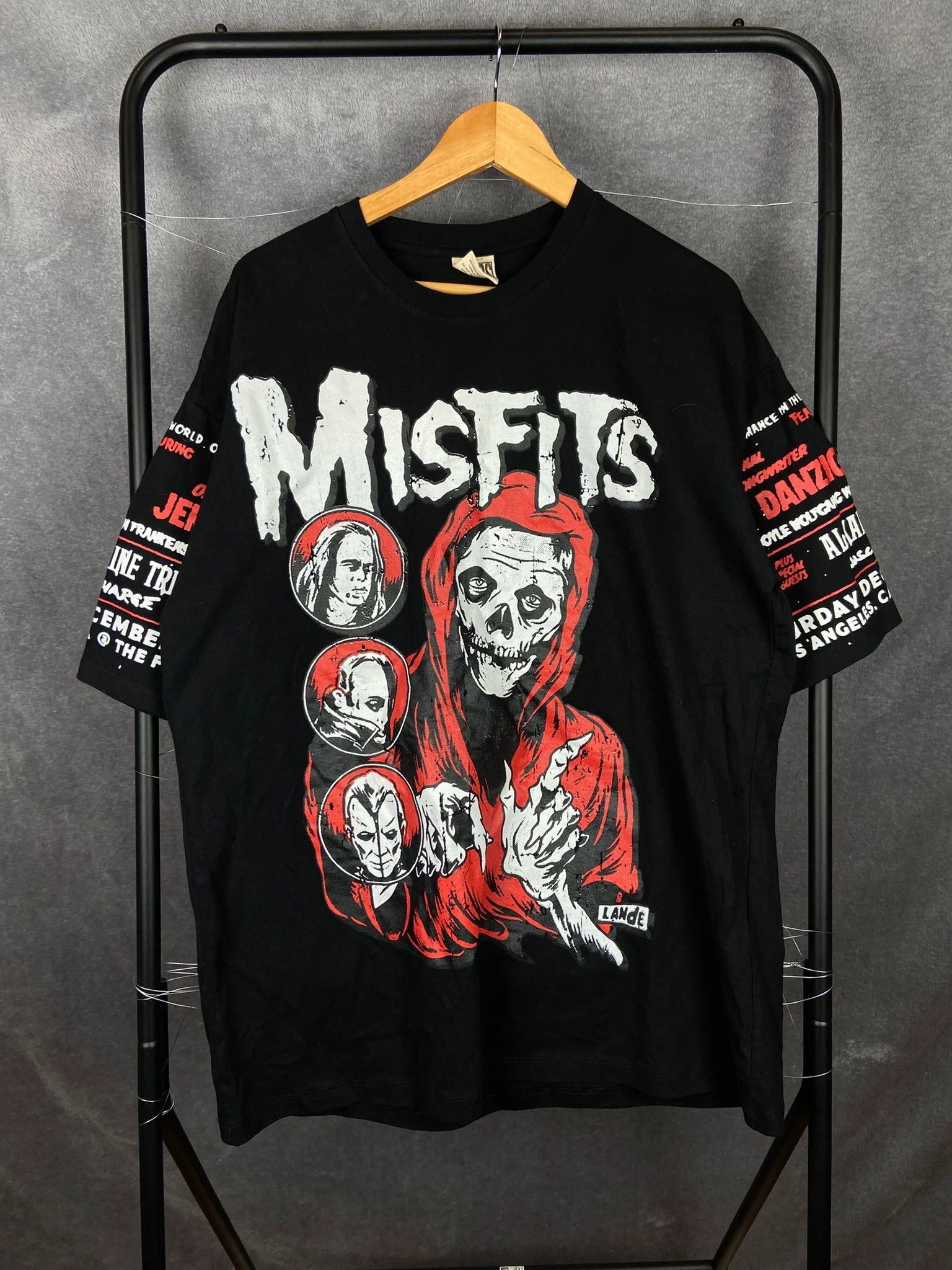 Misfits Tee Xl Vintage Band Shirt Aop Double Print Black Hoodie, Sweatshirt | FlexRushtees.com