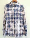 Saint Laurent Paris Ss16 Raw Hem Bleached Flannel Check Shirt