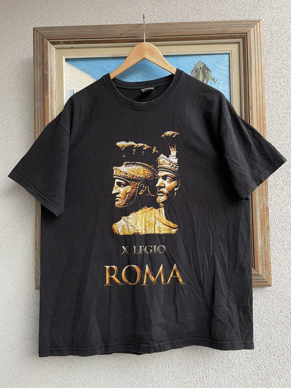 Y2k 00s Vintage Printed Tee Roma X Legio Streetwear Black Hoodie, Sweatshirt | FlexRushtees.com
