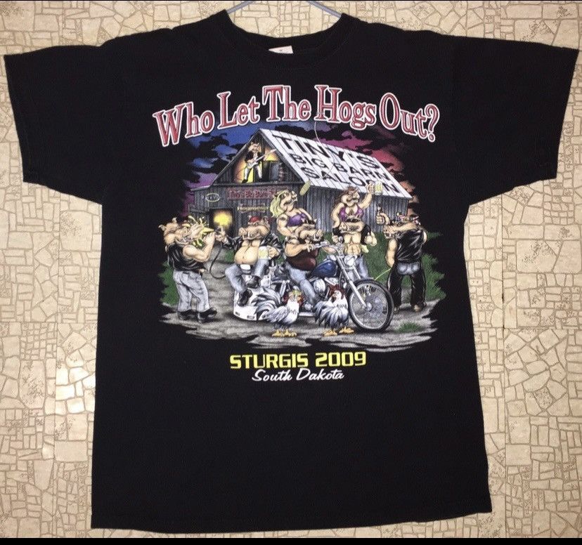 Vintage Sturgis 2009 Who Let The Hogs Out T Shirt