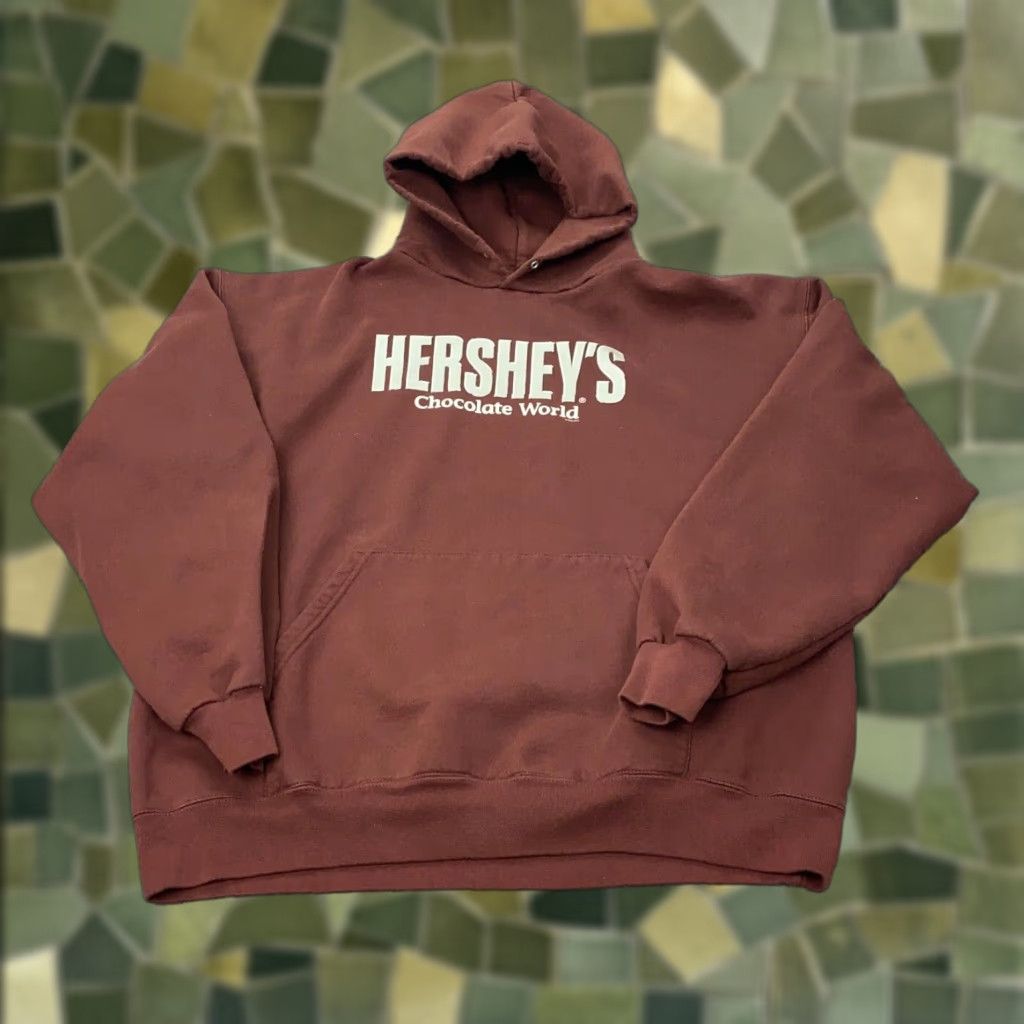 Vintage Hershey S Hoodie Mens 2xl Pullover Sweatshirt Fall Brown Logo Fleece T-Shirts | FlexRushtees.com