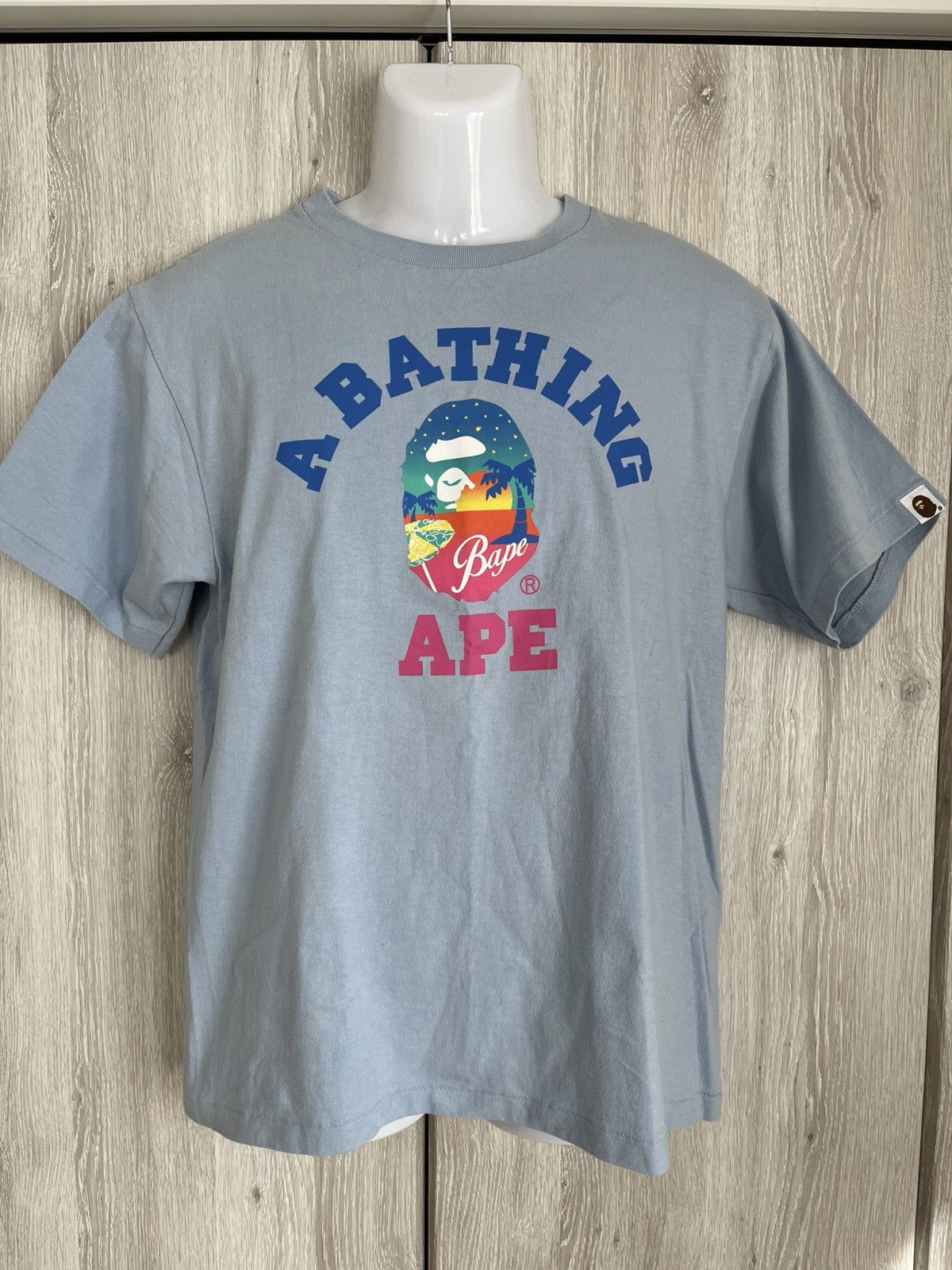 Bape College Logo Sunset Beach T Shirts 75