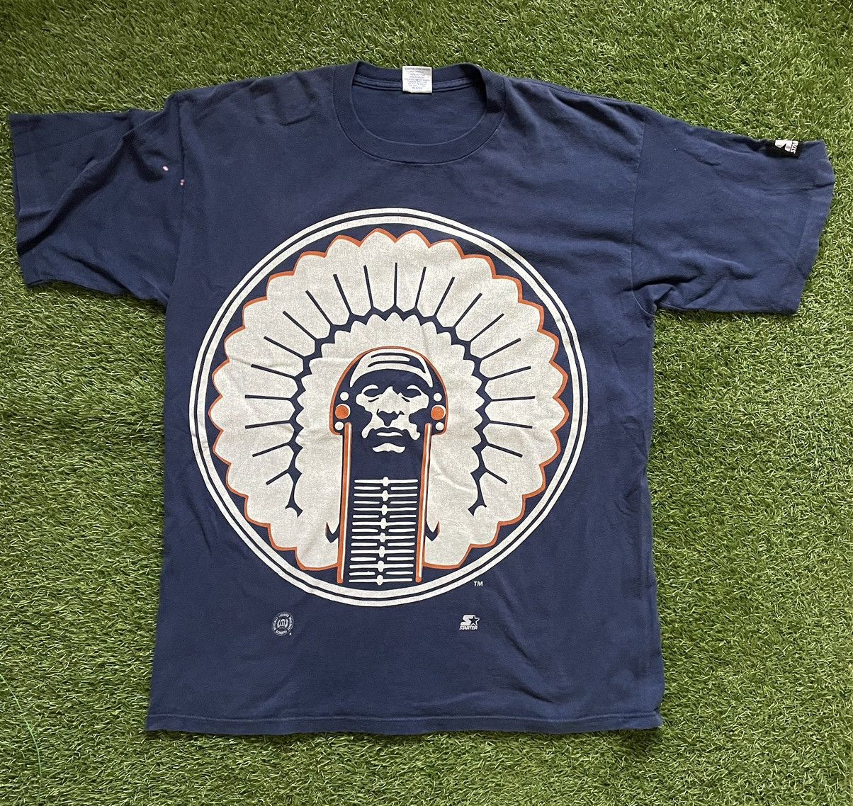 Starter Illinois Fighting Illini Mens T Shirt Sz L Navy