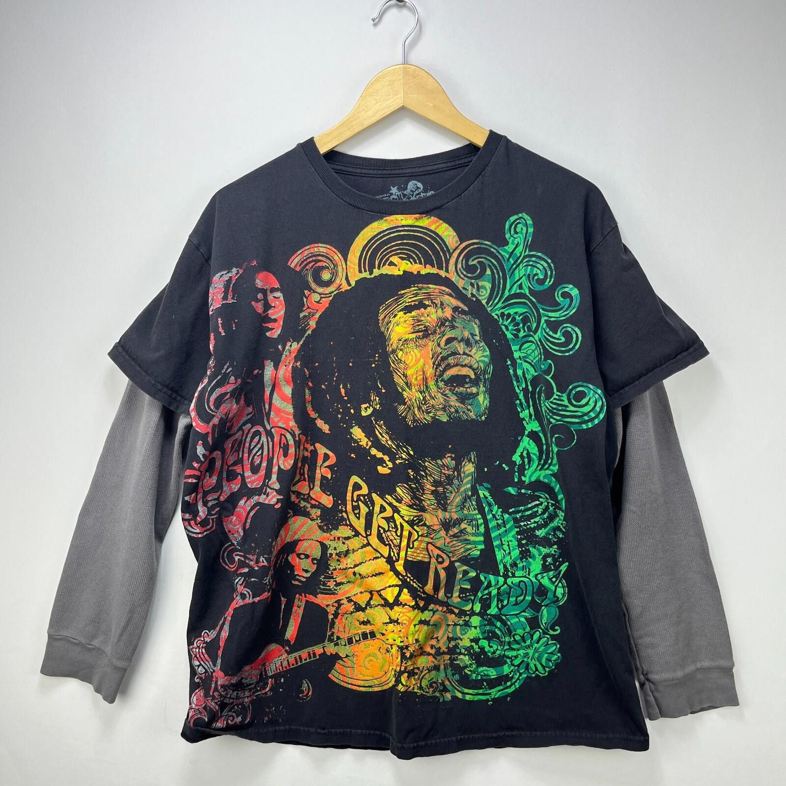 Bob Marley Vintage Y2k Bob Marley Skater Long Sleeve Shirt Art Large Hoodie, Sweatshirt | AU16VibeMintTees.com