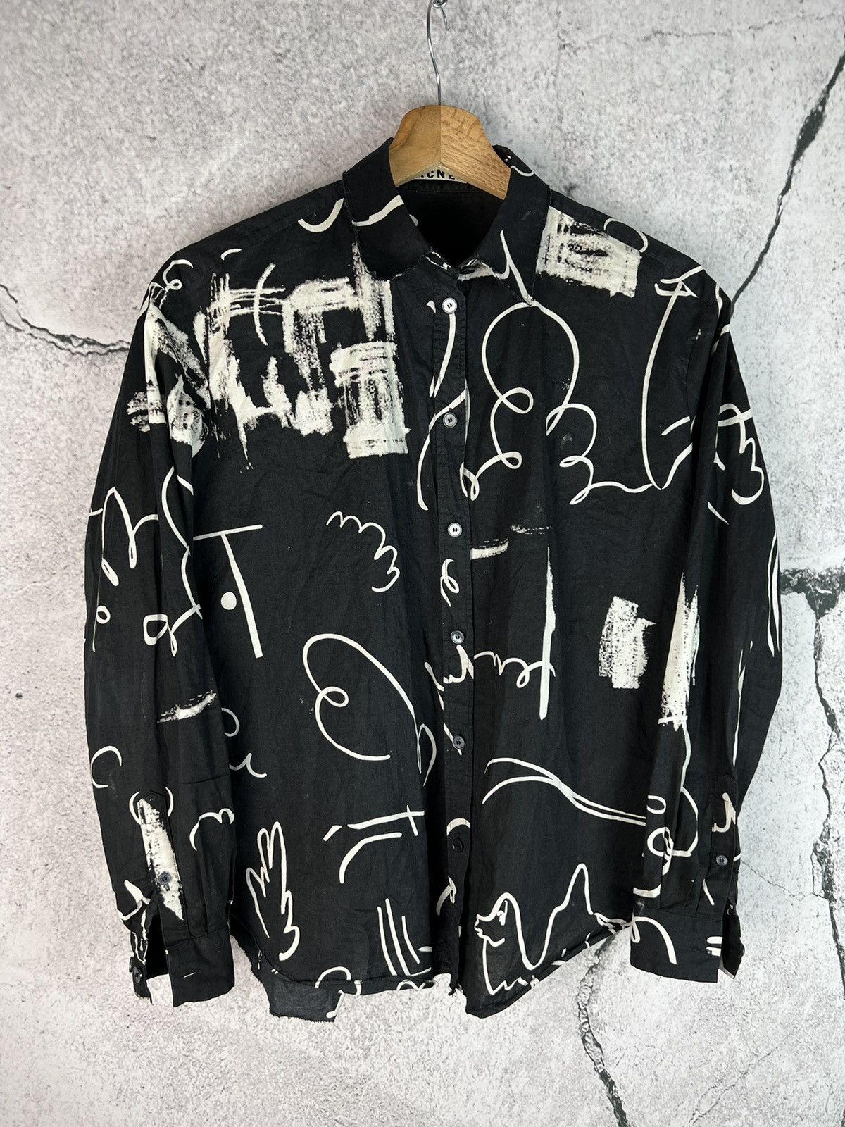 Studios Acne Studios Shining Chalk Print Long Sleeved Blouse Shirt