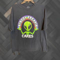 X Large Dom Alien Nobody Freakin Cares Tee Shirt Adult Xl Black Crew Neck Short Sleeve T Shirt Men M