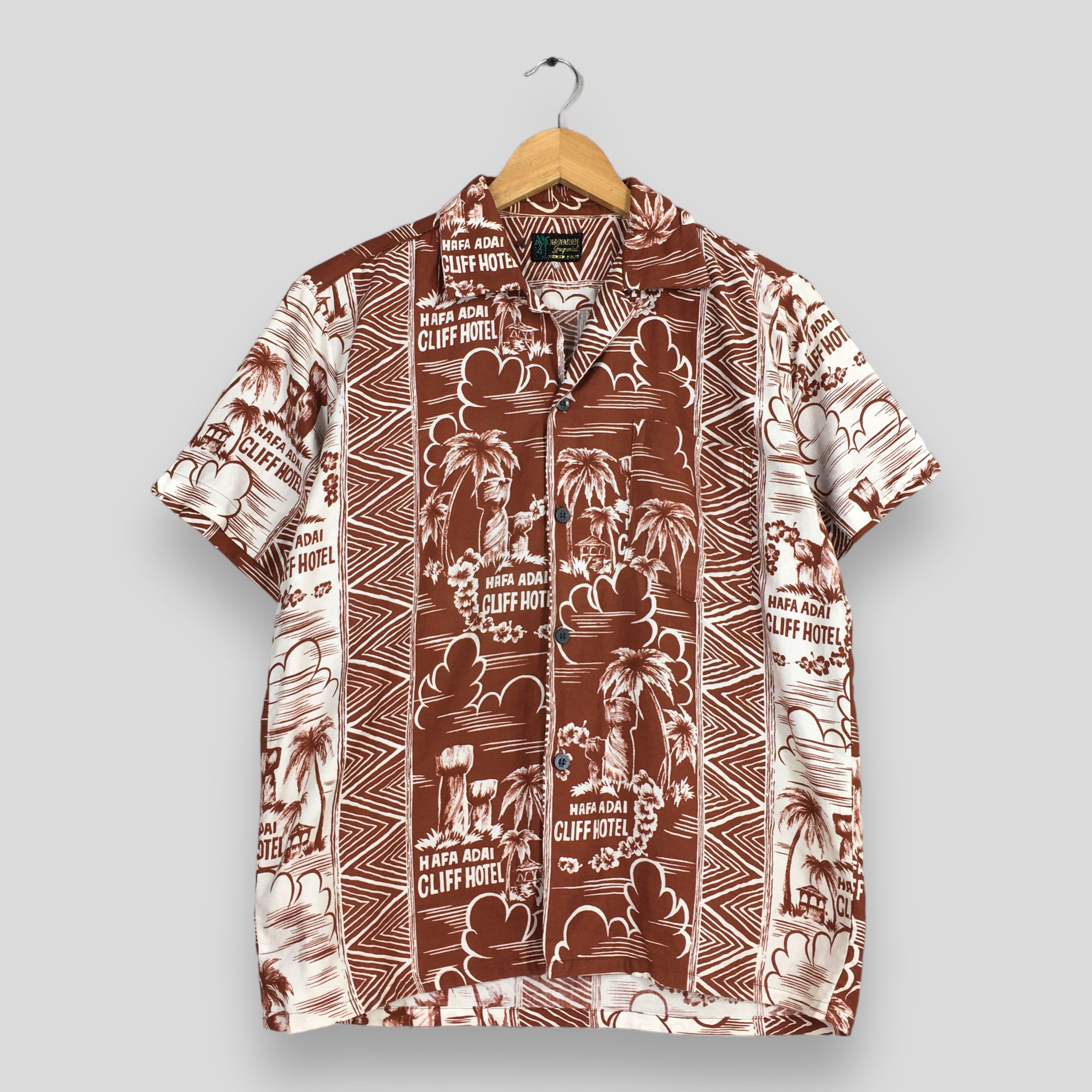 Other Vintage Hawaii Aloha Brown 70s Surf Shirts Medium