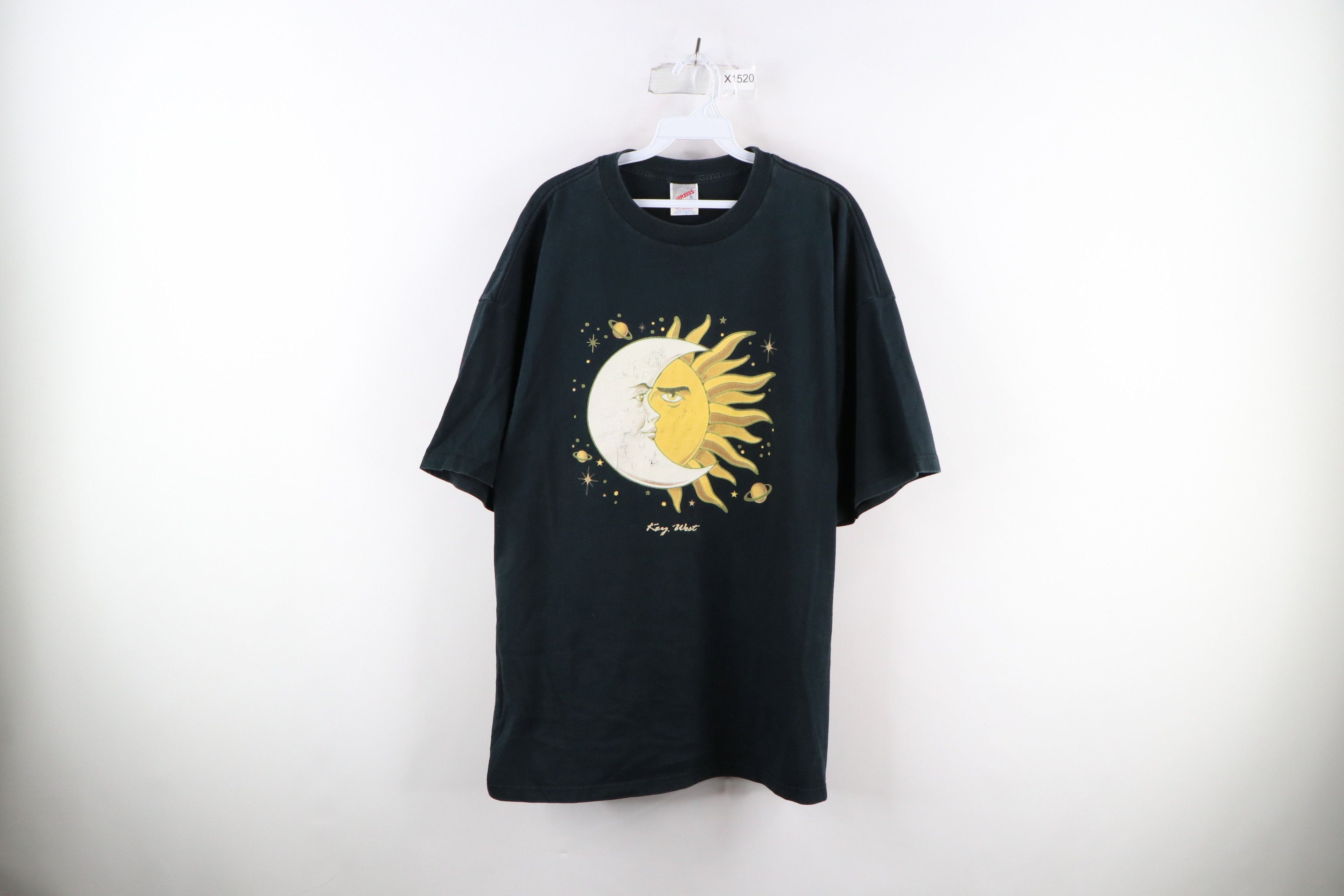 Vintage 90s Streetwear Sun Moon Space T Shirt Black Usa
