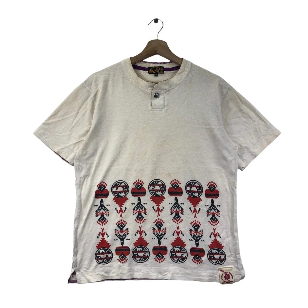 Toyo Enterprises Vtg 90 Indian Motorcycle Navajo Native Aztec Tee Shirt Toyo