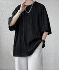 Other Korean Black Wave Pleated Oversized Relaxed Tee T Shirt Hoodie, Sweatshirt | FlexRushtees.com