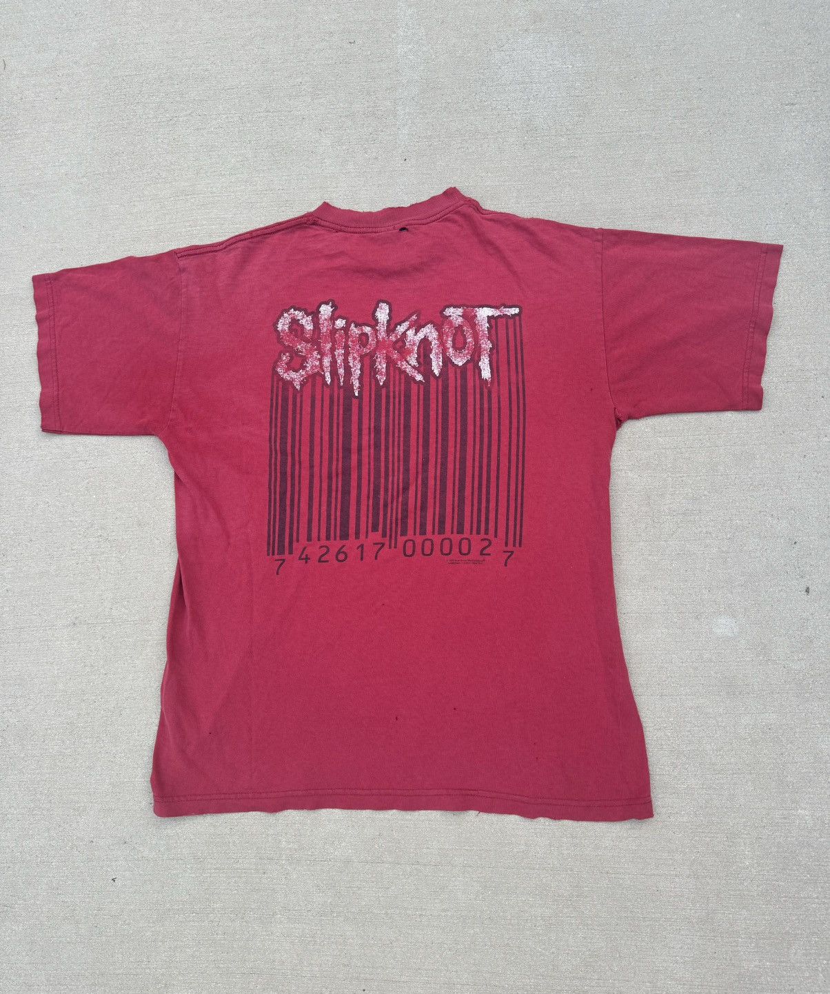 Slipknot X Vintage Thrashed 1999 Slipknot Bar Code Double Sided Grail Rare 90s T-Shirts, Hoodie, Sweatshirt