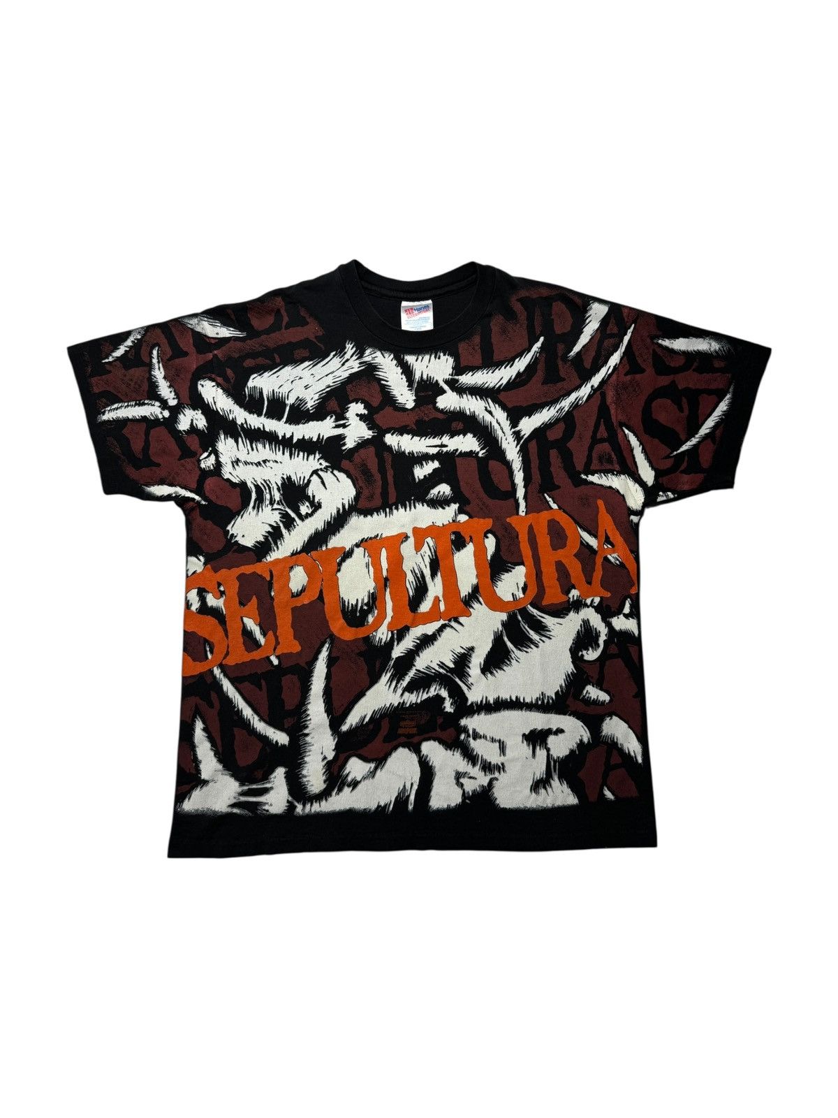 Vintage 1992 Sepultura All Over Print Band Tee Shirt Hoodie, Sweatshirt | FlexRushtees.com