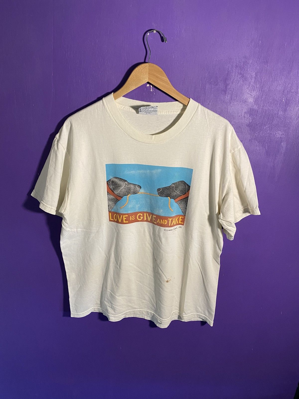 Vintage 1999 Love Is Give And Take Dog Art Tee Hoodie, Sweatshirt | FlexRushtees.com
